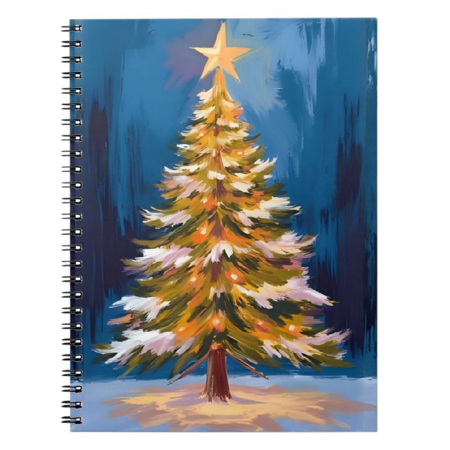 Christmas Tree Bright Star Watercolor Anteckningsbok (Framsidan)