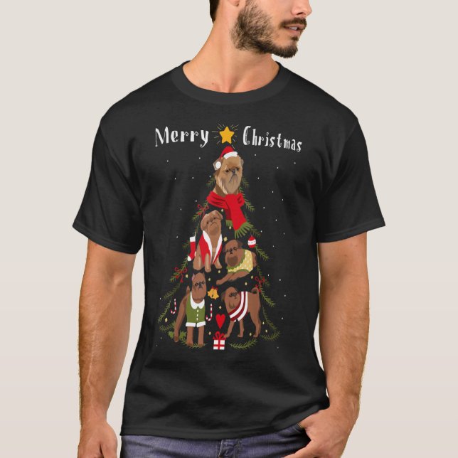 Christmas Tree Brussels Griffon Lover Bruss Griff  T Shirt (Framsida)