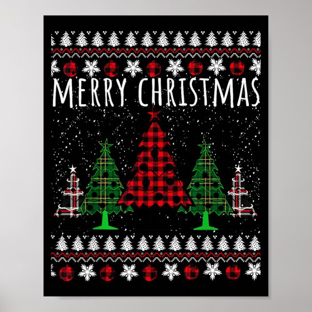 Christmas Tree Buffalo Gingham Plaid  Poster (Framsidan)