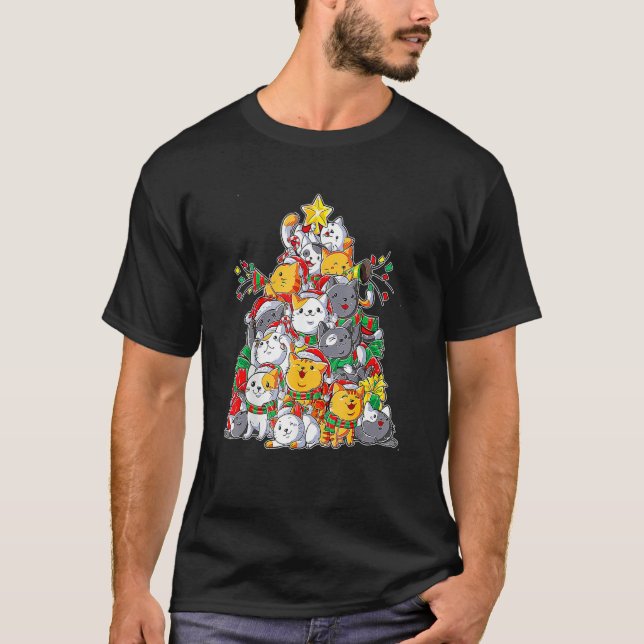 Christmas Tree Ca Merry Catmas T Shirt (Framsida)