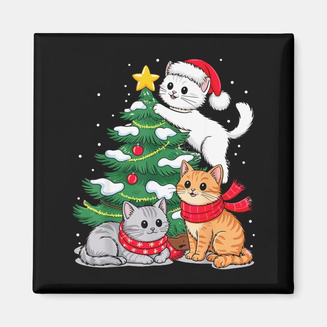 Christmas Tree Cats Xmas  Magnet (Framsidan)