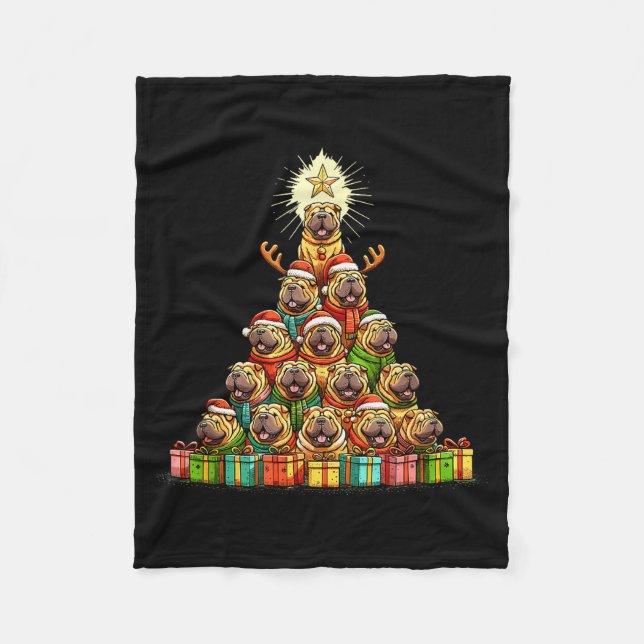 Christmas Tree Chinese Shar-pei Shar Pei  Fleecefilt (Framsidan)