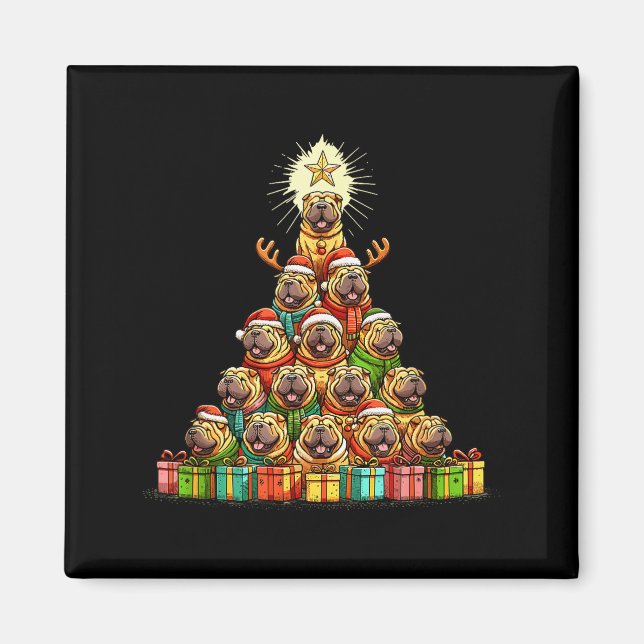 Christmas Tree Chinese Shar-pei Shar Pei  Magnet (Framsidan)