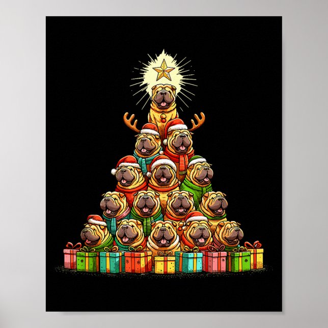 Christmas Tree Chinese Shar-pei Shar Pei  Poster (Framsidan)