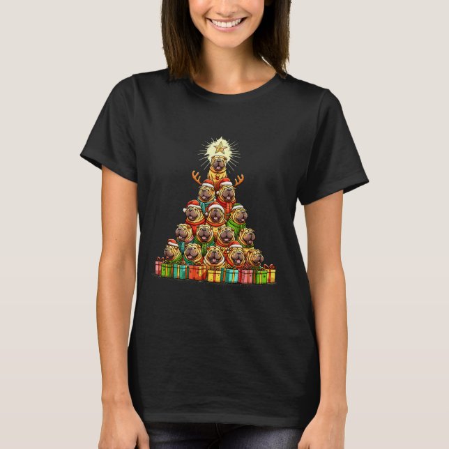 Christmas Tree Chinese Shar-pei Shar Pei  T Shirt (Framsida)