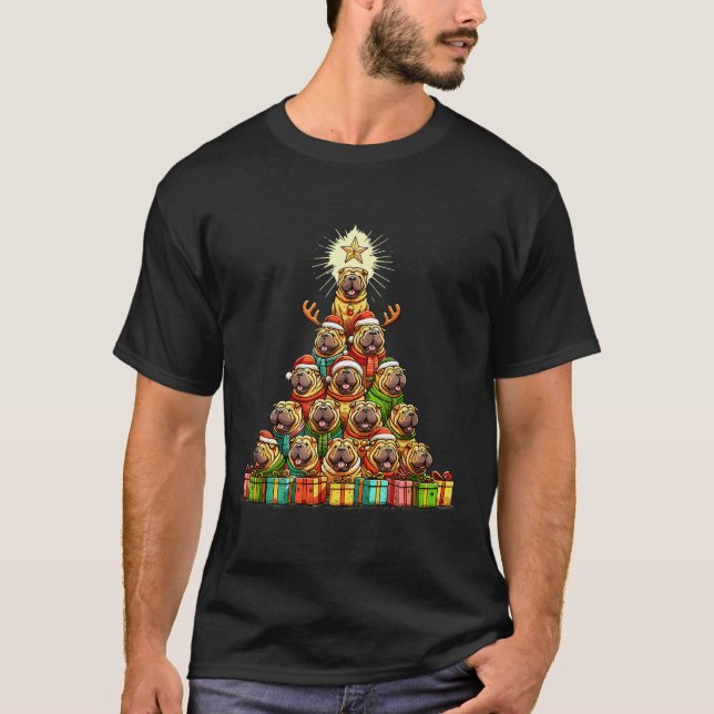 Christmas Tree Chinese Shar-pei Shar Pei  T Shirt (Framsida)