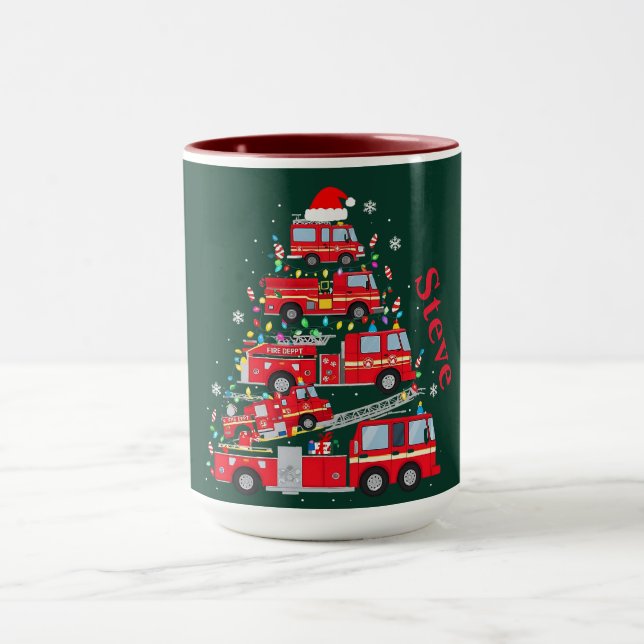 Christmas Tree Design Made of Fire Trucks  Mugg (Center)