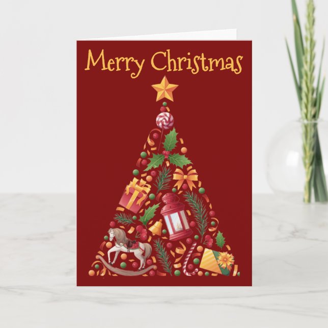 Christmas Tree design with greeting - blank Kort (Framsida)