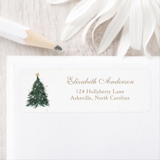 Christmas tree Elegant Address Returadress Etikett (Insitu)