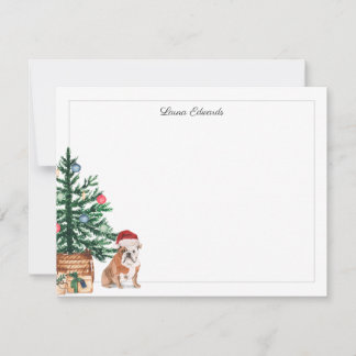 Christmas Tree English Bulldog Holiday Anteckningskort