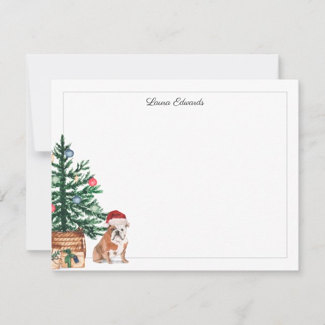 Christmas Tree English Bulldog Holiday Anteckningskort (Framsida)