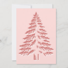 Christmas Tree Faux Embossed Distressed Chic Pink Julkort