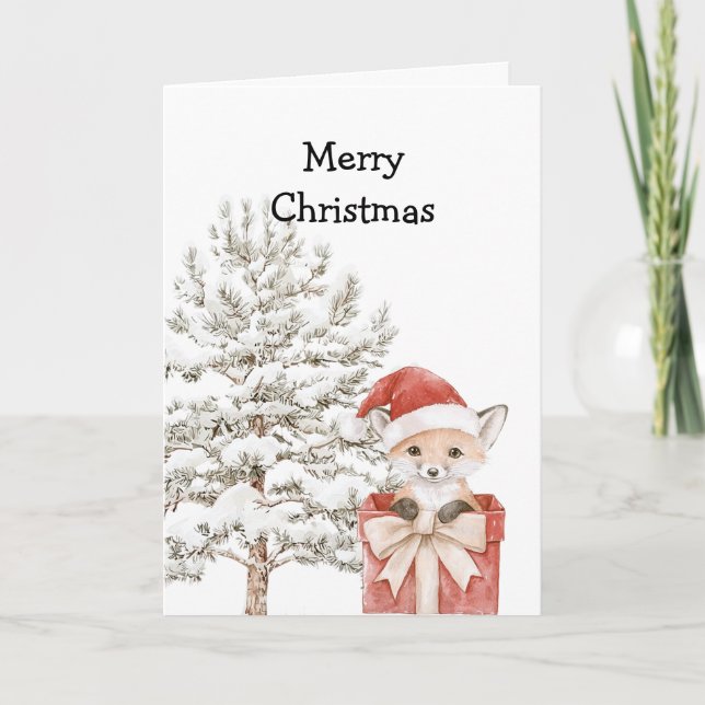 Christmas Tree Fox in a Box Kort (Framsida)