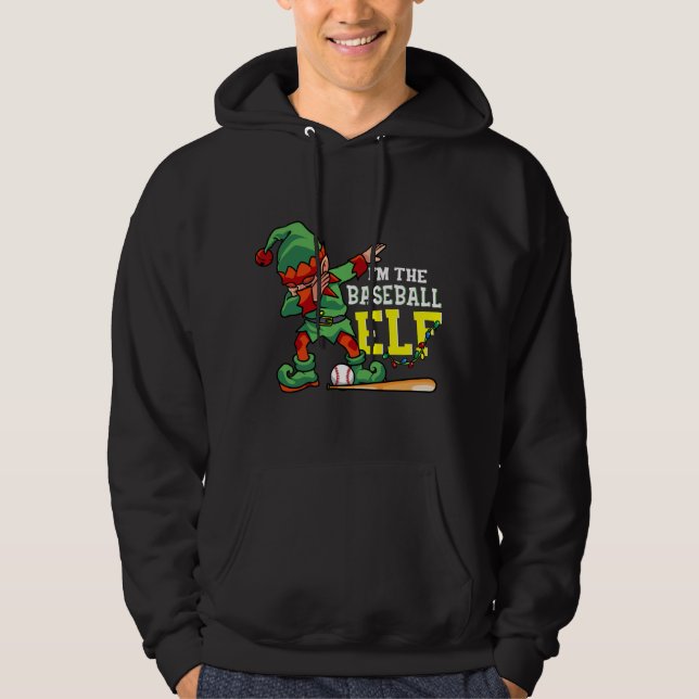 Christmas tree funny baseball elf apparel hoodie (Framsida)