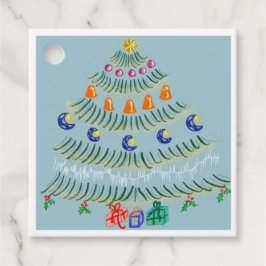 Christmas tree gåvor etiketter