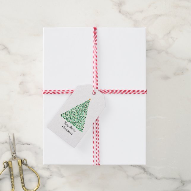 Christmas Tree Gift Tag - Customizable Presentetikett (Med Snöre)