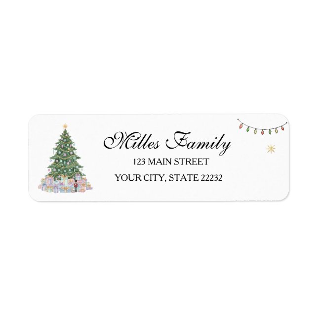 Christmas Tree  Holiday  Address Label Returadress Etikett (Framsidan)