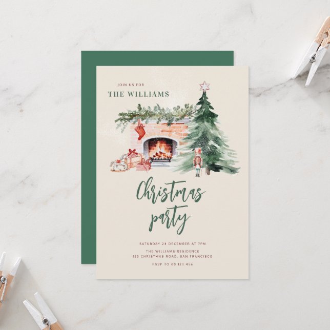 Christmas Tree Holiday Party Invitation Inbjudningar (Fram/Back In Situ)