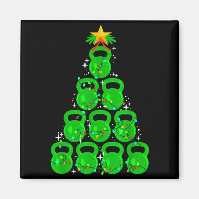 Christmas Tree Kettlebell Xmas Gym Workout Fitness Magnet (Framsidan)