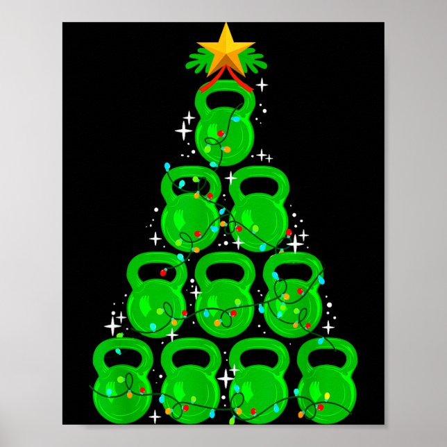 Christmas Tree Kettlebell Xmas Gym Workout Fitness Poster (Framsidan)