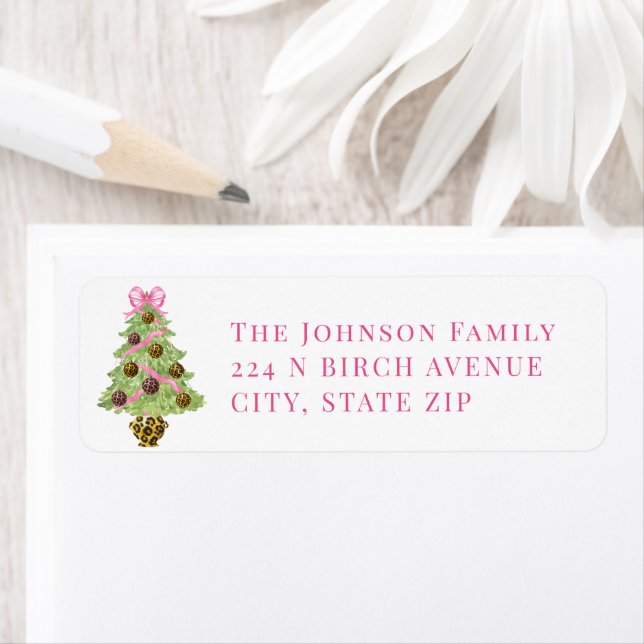 Christmas Tree Leopard Ornament Returadress Etikett (Insitu)