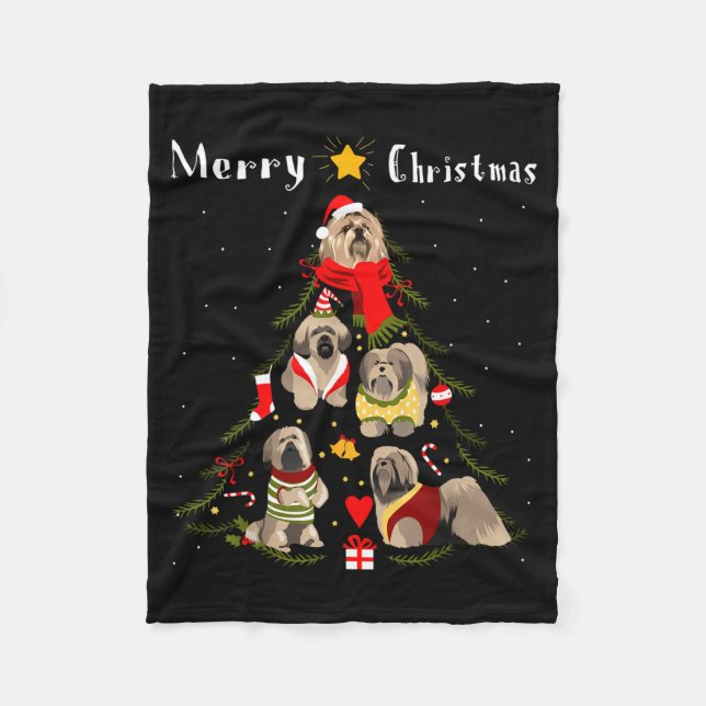 Christmas Tree Lhasa Apso Lover Xmas Dog Owner New Fleecefilt (Framsidan)