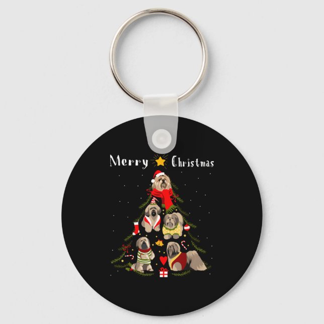 Christmas Tree Lhasa Apso Lover Xmas Dog Owner New Nyckelring (Framsida)