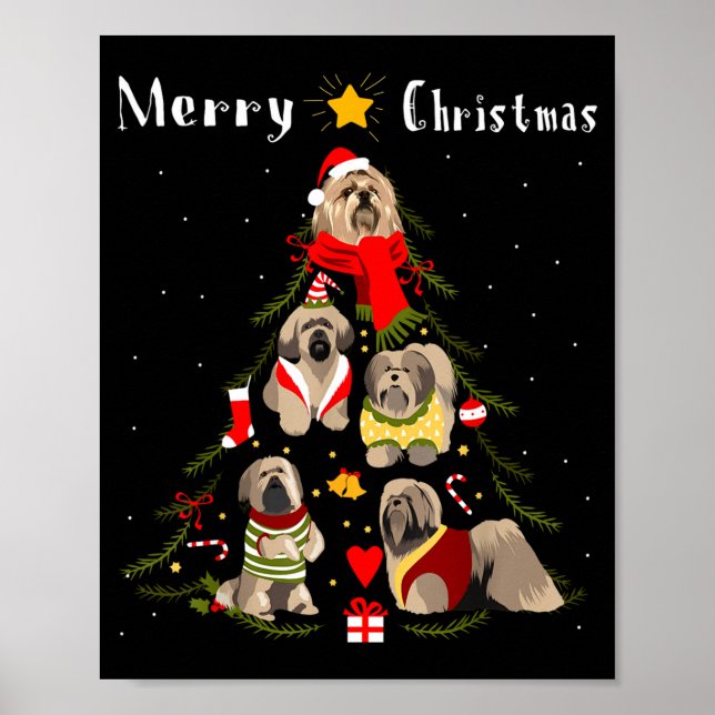 Christmas Tree Lhasa Apso Lover Xmas Dog Owner New Poster (Framsidan)