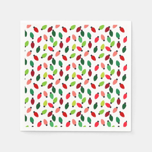 Christmas Tree Lights Bulb Pattern Paper Napkins Pappersservett (Framsidan)