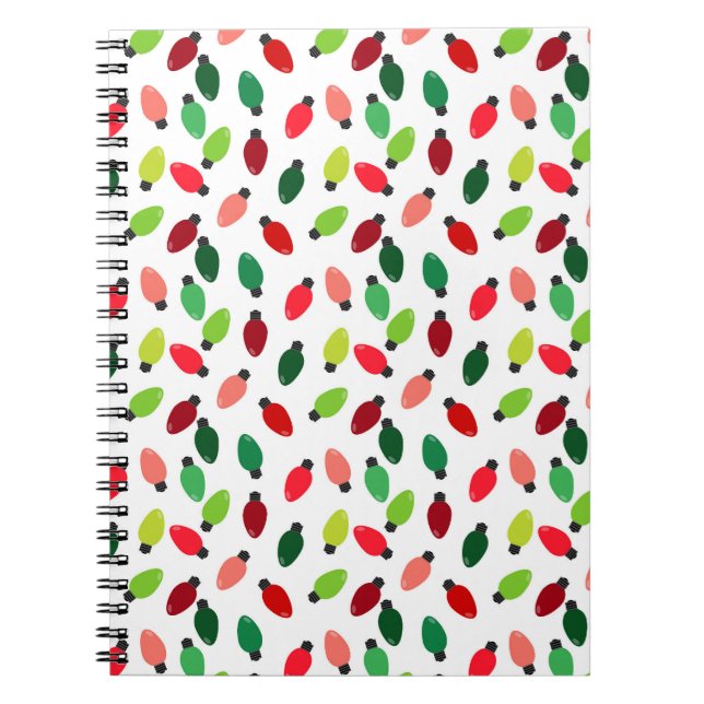Christmas Tree Lights Bulbs Cover Notebook Journal Anteckningsbok (Framsidan)