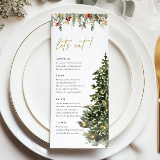 Christmas Tree Lights Pine Winter Wedding Dinner Meny