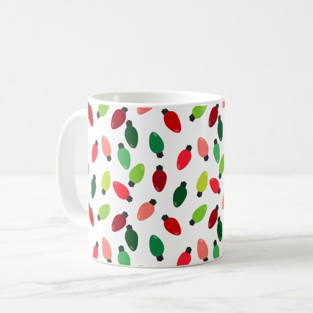 Christmas Tree Lights Printed Coffee Cup Mug Kaffemugg (Framsida vänster)