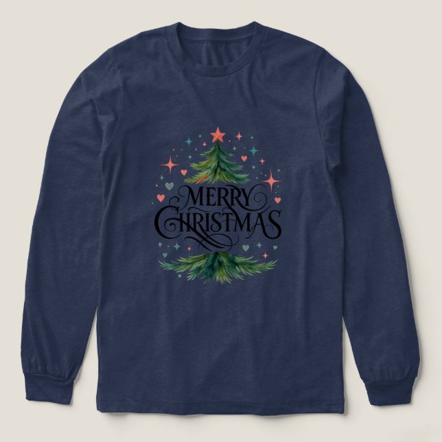 Christmas Tree Merry Christmas Long Sleeve Shirt T Shirt (Design framsida)