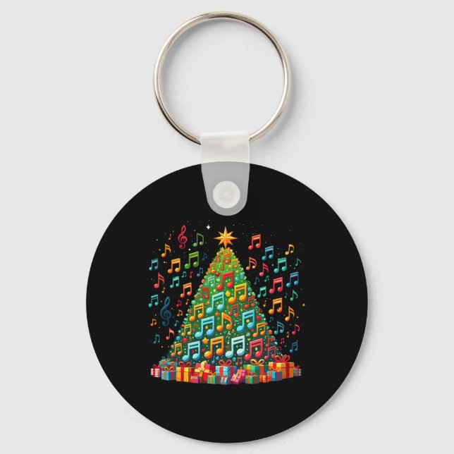 Christmas Tree Musical Note Music Teacher Musician Nyckelring (Framsida)
