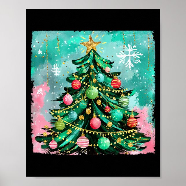 Christmas Tree Ornaments Holiday Xmas Lights Men W Poster (Framsidan)