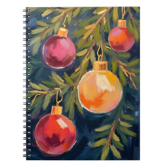 Christmas Tree Ornaments Watercolor Anteckningsbok (Framsidan)