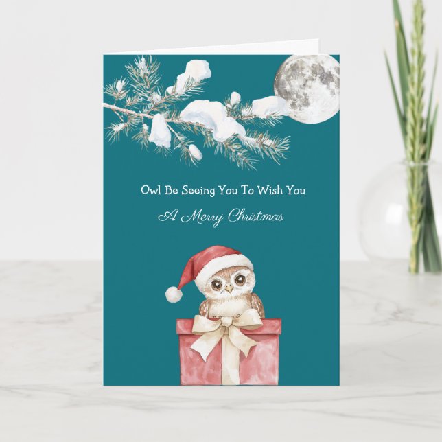 Christmas Tree Owl in a Box Kort (Framsida)