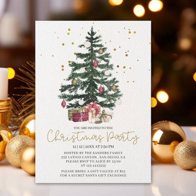 Christmas Tree Party Invitation | Elegant Holiday  Inbjudningar (Skapare uppladdad)