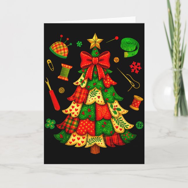 Christmas Tree Patchwork Quilting Quilter Sewing L Kort (Framsida)