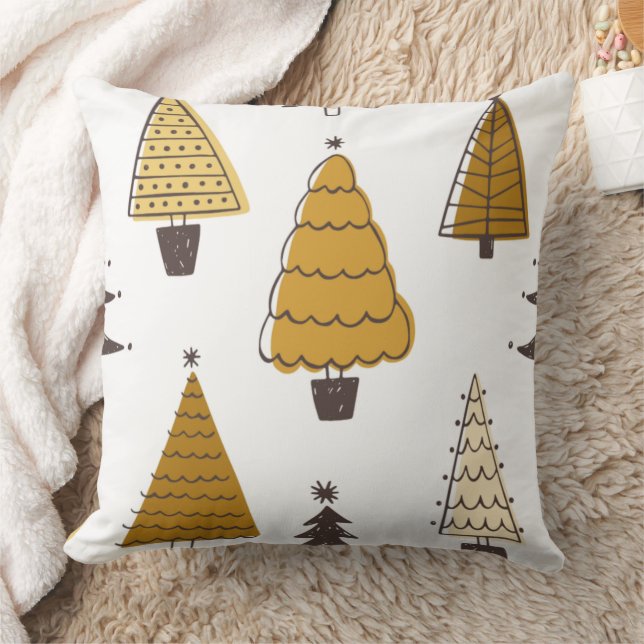 Christmas Tree Pattern – Neutral Holiday Pillow De Kudde (Filt)