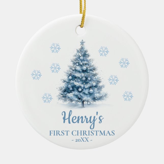 Christmas Tree Personalized Baby's First Christmas Julgransprydnad Keramik (Framsidan)