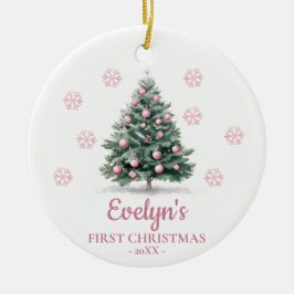 Christmas Tree Personalized Girl's First Christmas Julgransprydnad Keramik