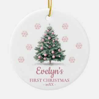 Christmas Tree Personalized Girl's First Christmas Julgransprydnad Keramik