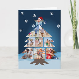 Christmas Tree Photo Card With Snowflakes Kort