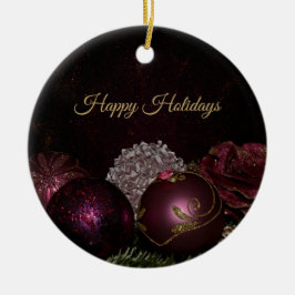 Christmas Tree Pink Green Leaves Black Elegant Julgransprydnad Keramik