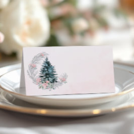 Christmas Tree Pink Silver Placeringskort