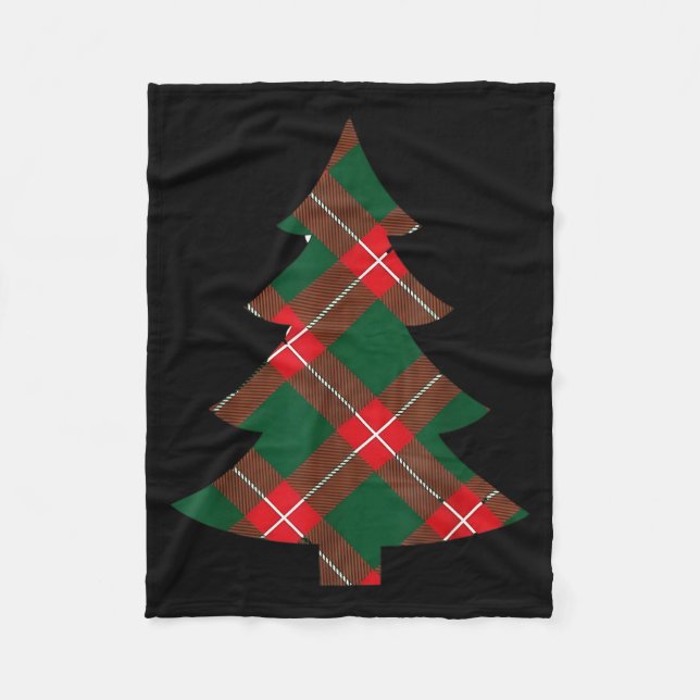 Christmas Tree Plaid Pattern Red Green Holiday For Fleecefilt (Framsidan)