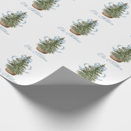 Christmas Tree Preppy Bow Blue Christmas Presentpapper
