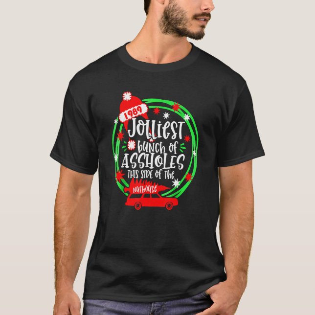 Christmas Tree Red Truck Jolliest Bunch Of A Holes T Shirt (Framsida)