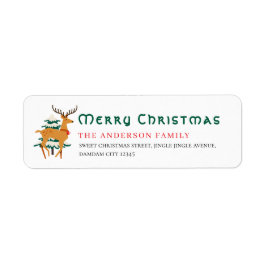 Christmas Tree & Reindeer Simple Return Address Returadress Etikett